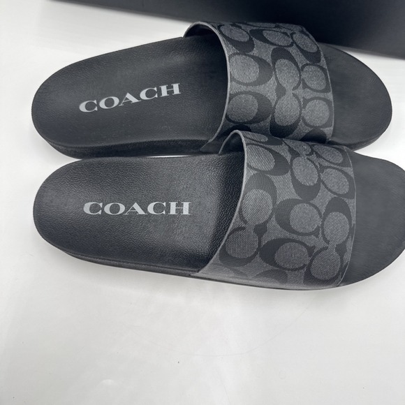 Coach FG2402 Signature PVC Slide Sandals Black Men\'s Size 11 D New in Box